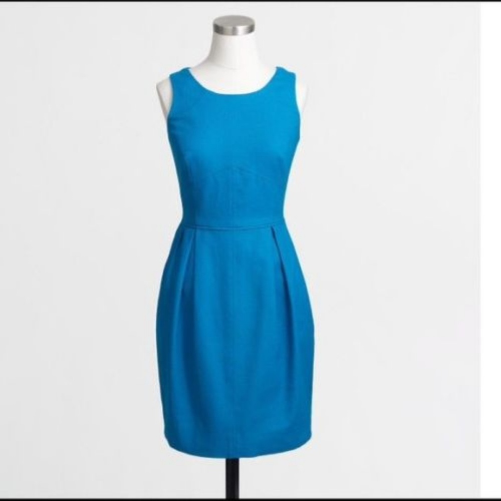 J.Crew Factory Textured Cotton Prussian Blue Dress